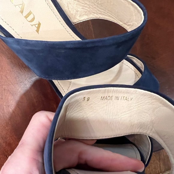 NWOT Prada Blue Suede Platform Sandals, Sz 38 - Picture 9 of 13